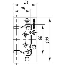 Петля универсальная Fuaro (Фуаро) без врезки 500-2BB/BL 100x2,5 CP (хром) БЛИСТЕР