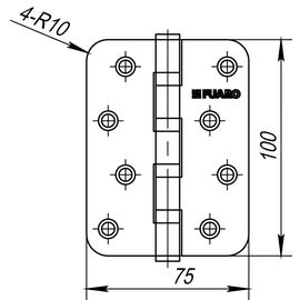Петля универсальная Fuaro (Фуаро) 4BB-R10 100x75x2,5  PN (перл.никель)