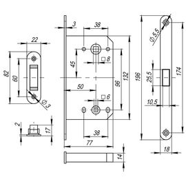 Защелка врезная Fuaro (Фуаро) MAGNET M96WC-50 SG мат. золото