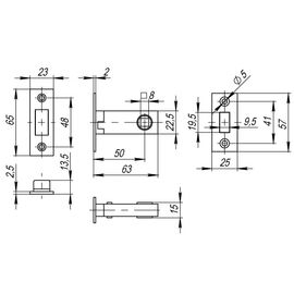 Защелка врезная Fuaro (Фуаро) MAGNET M12-50-25 SG мат. золото