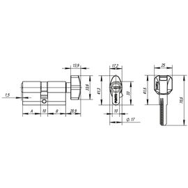 Цилиндровый механизм Punto (Пунто) с вертушкой Z402/60 mm (25+10+25) CP хром 5 кл.