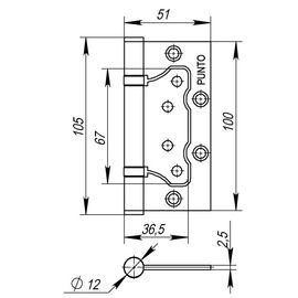 Петля универсальная Punto (Пунто) без врезки 200-2B 100x2,5 CP (хром)