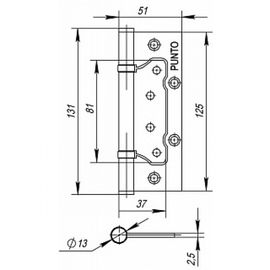 Петля универсальная Punto (Пунто) без врезки 200-2B 125x2,5 GR (графит)