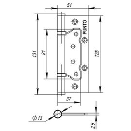 Петля универсальная Punto (Пунто) без врезки 200-2B 125x2,5 WAB (мат. бронза)