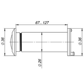 DVZ5, глазок, Fuaro (Фуаро) 25/180/70x125 (оптика стекло, угол обзора 180) CP Хром