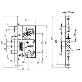 Корпус врезного Fuaro (Фуаро) замка c защёлкой V10/C-60.85.3R14