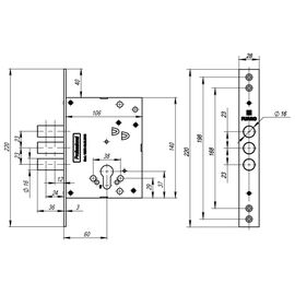 Корпус врезного Fuaro (Фуаро) замка V25/C-60.00.3R16