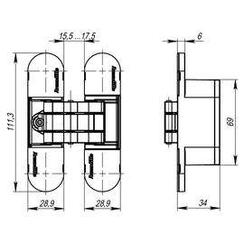 Петля скрытой установки с 3D-регулировкой Armadillo 11160UN3D (Architect 3D-ACH Universal 60) SG «ма