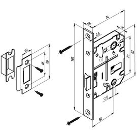 Защелка врезная Punto (Пунто) L72-50 ABG Зеленая бронза