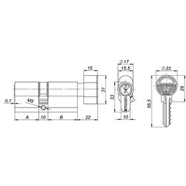 Цилиндровый механизм Fuaro (Фуаро) с вертушкой 100 ZM 90 mm (40+10+40) BP латунь 5 кл.