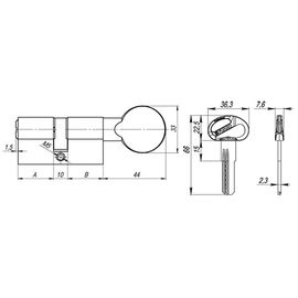 Цилиндровый механизм Fuaro (Фуаро) D-PRO502/100 mm (45+10+45) CP хром 5 кл.