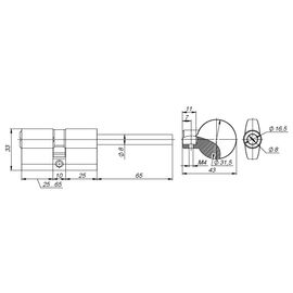 Цилиндровый механизм Fuaro (Фуаро) со штоком D-PRO507/95 mm (60+10+25) CP хром 5 кл.