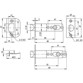Ручка защелка Ajax (Аякс) 6082 SN-B (фик.) мат. никель