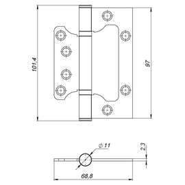 Петля универсальная Ajax (Аякс) без врезки 100/P-2B 100x2,3 SN (мат.никель)