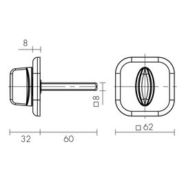 Ручка поворотная Fuaro (Фуаро) BKW8x60 XL (хром) CP-8