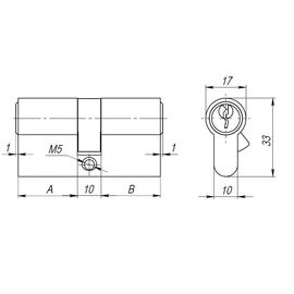 Цилиндровый механизм Ajax (Аякс) AX100/70 mm (30+10+30) CP хром 5 кл.