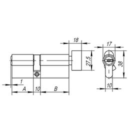 Цилиндровый механизм Ajax (Аякс) с вертушкой AX202/110 mm (50+10+50) CP хром 5 кл.