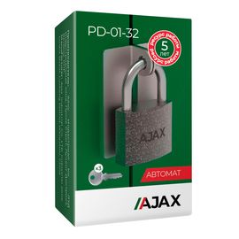 Замок навесной Ajax (Аякс) PD-01-32 англ. 3 кл. коробка