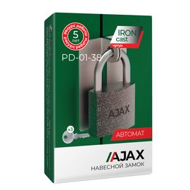 Замок навесной Ajax (Аякс) PD-01-38 англ. 3 кл. коробка