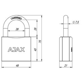 Замок навесной Ajax (Аякс) PD-01-50 англ. 3 кл. коробка