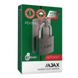 Замок навесной Ajax (Аякс) PD-01-63 англ. 3 кл. коробка