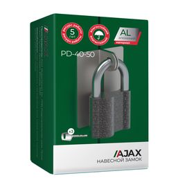 Замок навесной Ajax (Аякс) PD-40-50, фин. 3кл., коробка