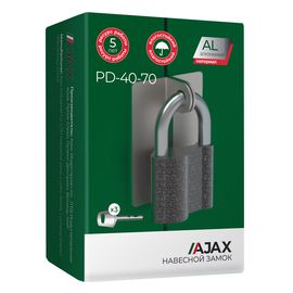 Замок навесной Ajax (Аякс) PD-40-70, фин. 3кл., коробка