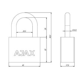 Замок навесной Ajax (Аякс) PD-30-40, фин. 3кл., блистер