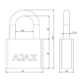 Замок навесной Ajax (Аякс) PD-30-50, фин. 3кл., блистер