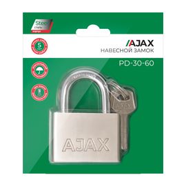 Замок навесной Ajax (Аякс) PD-30-60, фин. 3кл., блистер