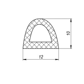 Самоклеящийся уплотнитель, Fuaro (Фуаро) D 12х10 мм, черный (150 м)
