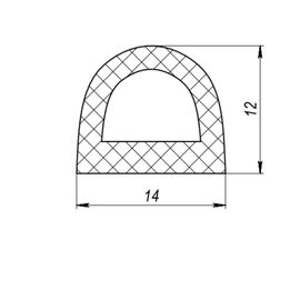 Самоклеящийся уплотнитель, Fuaro (Фуаро) D 14х12 мм, черный (120 м)