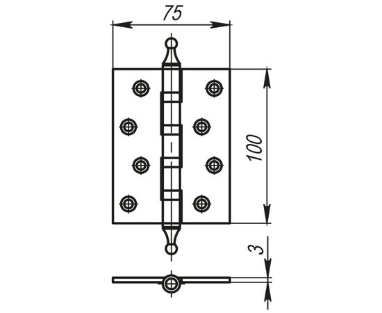 Петля универсальная Armadillo (Армадилло) 4500A (500-A4) 100x75x3 PN Перл никель Box