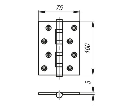 Петля универсальная Armadillo (Армадилло) 4500C (500-C4) 100x75x3 AB Бронза Box