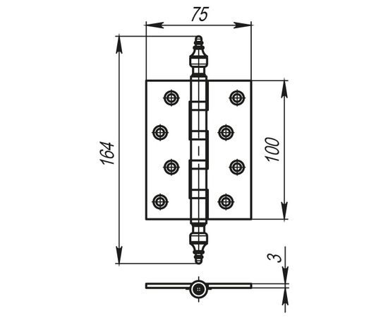 Петля универсальная Armadillo (Армадилло) 4500B (500-B4) 100x75x3 AВ Бронза Box