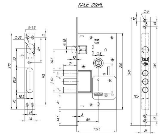 Врезной сувальдный замок Kale Kilit 252/RL