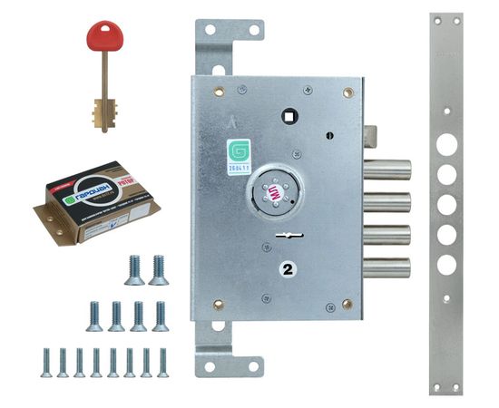 Замок врезной Guardian (Гардиан) сувальдный с защёлкой ЗВ 21.14 Т (прав.) со смен.мех-ом, (без накл)
