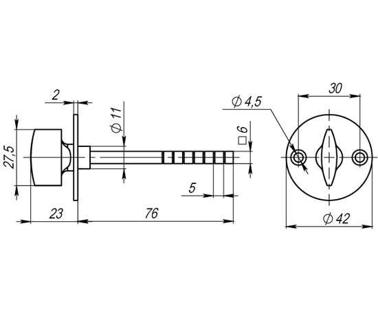 Ручка поворотная Armadillo (Армадилло) SB-30/6-CP-8 (хром)