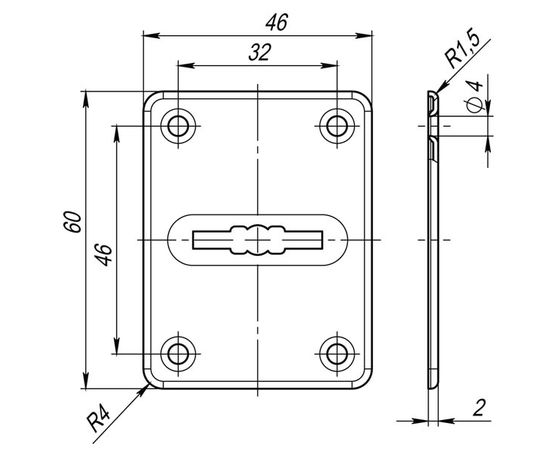 Декоративная накладка Fuaro (Фуаро) ESC082-CP-8 (ХРОМ) на сувальдный замок (1шт) (нерж. сталь)