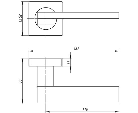 Ручка раздельная Armadillo (Армадилло) SENA SQ002-21SN-3 матовый никель