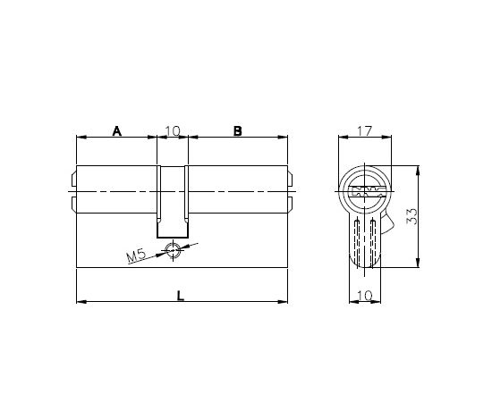 Цилиндровый механизм Kale kilit (Кале килит) 164 OBS SNE/70 (30+10+30) mm латунь 5 кл.