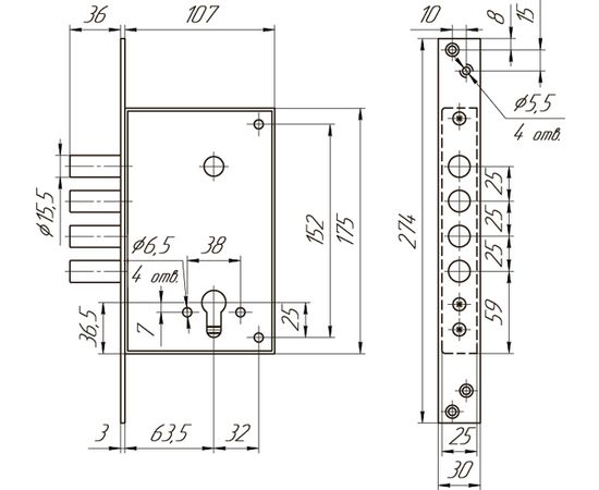 Корпус врезного Mettem (Меттэм) замка ЗВ1 711.0.0 (никель)