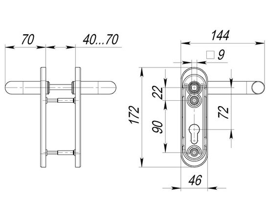 Ручка дверная Fuaro (Фуаро) DH-0431 NE (ЧЕРНАЯ) для замка (FL-0432, 0433, 0434), НЕЙЛОН