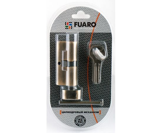 Цилиндровый механизм Fuaro (Фуаро) с вертушкой R302/60 mm-BL (25+10+25) AB бронза 5 кл. БЛИСТЕР