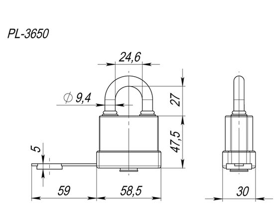 Замок навесной Fuaro (Фуаро) PL-3650 (50 мм) 3 "англ."кл. БЛИСТЕР