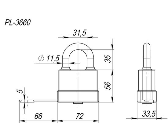 Замок навесной Fuaro (Фуаро) PL-3660 (60 мм) 3 "англ."кл. БЛИСТЕР