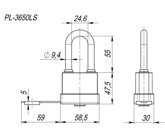 Замок навесной Fuaro (Фуаро) PL-3650 LS (50 мм) 3 "англ."кл. (удлиненная дужка) БЛИСТЕР