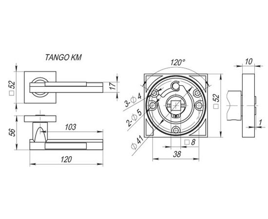 Ручка раздельная Fuaro (Фуаро) TANGO KM SN/CP-3