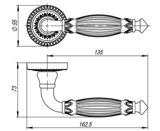 Ручка раздельная Armadillo (Армадилло) Bella CL2-AS-9 Античное серебро