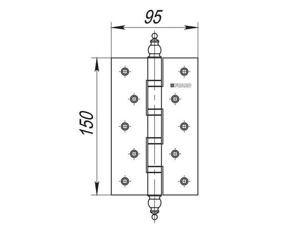 Универсальная петля Fuaro 4BB/E 150x95x3 PB «латунь»